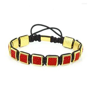 Charm Armbänder Männer Hand Anil Arjandas Schmuck 2023 CZ Leder Inlay Perlen Quadrat Charms Flechten Makramee Pulseira Masculina