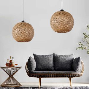 Lights Shade Lamp Light Pendant Lampshade Rattan Cover Wicker Shades Woven Tak Chandelier Basket Vintage Hanging Table Cage Wall 0209