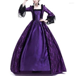 Kadınlar için Sıradan Elbiseler Vestidos Ortaçağ Partisi Prenses Rönesans Cosplay Dantel Zemin Uzunluğu Elbise Maxi Vintage Gothic