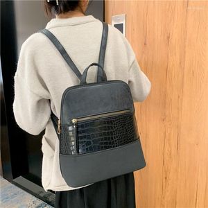 School Bags 2023 High Quality Backpack Fashion Stitching Leather Backpacks Women Travel Backbags For Teenage Girls Shoulder
