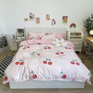 Bedding Sets Pink Cherry Girls Duvet Cover Bed Linen Pillowcases Sheet Good Quality Quilt Cartoon Princess Bedclothes