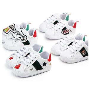Zapatos de bebé para niños recién nacidos, niñas, primeros pasos, niños pequeños, zapatillas de deporte de PU con cordones, zapatos blancos para niños de 0 a 1T