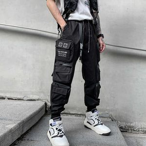 Men's Pants 2022 Techwear Style Multi Pockets Cargo Man Vintage Punk Hip Hop Ribbon Casual Joggers Streetwear Y2302