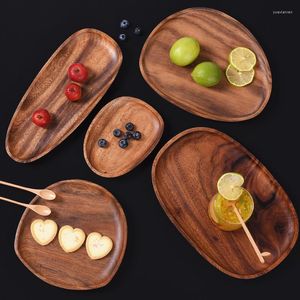 Plates Irregular Acacia Wood Afternoon Tea Tray Multi-function Wooden Storage Japanese Creative Solid Dinner