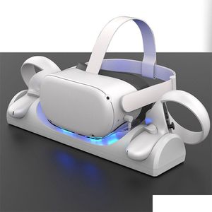 VR/AR Accessorise laddningsdocka för OCUS Quest 2 VR Glasögon Headset Handtag Controller Charger Station Stand Base Set Meta Quest2 Acc DHXJS