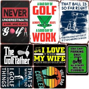 The Golf Father Golf Golf Dad Metal Tin Signs Bar Pub Club Decor Home Golf King Vintage Plakat Pole golf naklejka ścienna 20x30 cm Woo