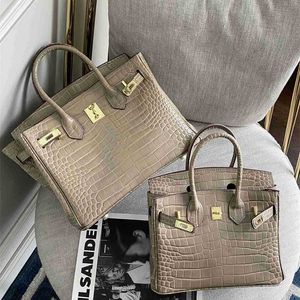 Echte lederen tassen Birkins Handtassen Designer Women Tassen Nieuwe Crocodile Pattern Bag Grand Women's grote capaciteit veelzijdige stijl ￩￩n