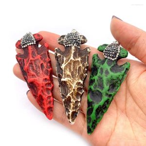 Hänghalsband Vintage Arrow Shape Harts Beef Bone Necklace Charms 30x73mm Cone Jewelry Diy Making Natural Stone Accessory