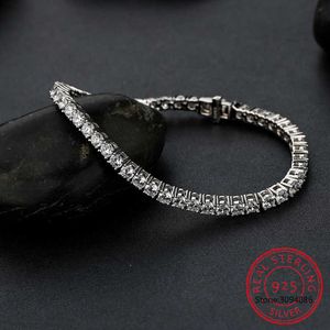 Łańcuch Link 3mm 4mm 5 mm prawdziwe kryształowe bransoletki tenisowe dla kobiet mężczyzn % 925 Srebrne przyjęcie weselne Fine Jewelry Bransoletka G230208