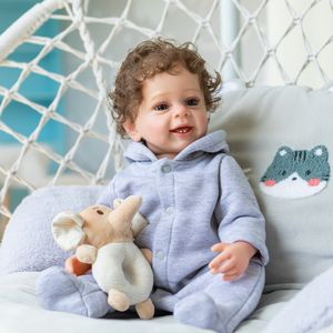 Dockor avslutade Bebe Reborn Doll 55cm Reborn baby Boy Yannik Full Body Soft Silicone Real Touch Doll Hand målade 3D -hudrotat hår 230210