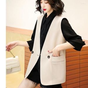 Women's Vests M-4XL OL Fashion Women Suit Vest Korean Style Loose Elegant Office Lady Big Size Female Tops Black Jackets Waistcoat E179