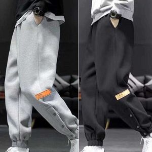 Men's Pants Popular Men Trousers Cozy Harem Elastic Waist Snap Split Ankle Tied Pockets Y2302