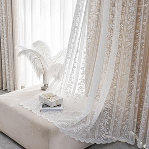 Curtain 1PC INS White Lace Sheer European-Style Window Mesh Yarn Curtains For Bedroom Girl Home Decor