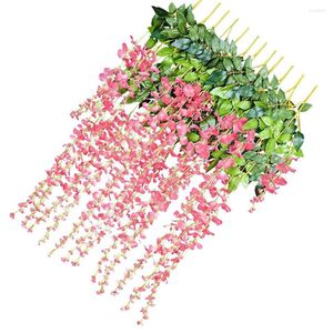 Decorative Flowers Artificial Flower Garland Ceiling Wall Hanging Simulation Greenery Home Wedding Plastic Fake Vine Purple Blue