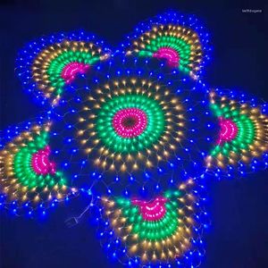 Strings AC220V 3M 3 Peacock Tail Mesh Net Led String Lights Outdoor Fairy Garland For Wedding Christmas Year Party Garden Decoration