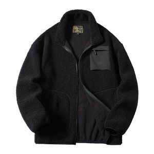 Herrjackor unisex lamm ull neddy kappa män kvinnor kashmir fleece jacka tonåring par varma kläder pojke flickor varsity techwear vår 230210