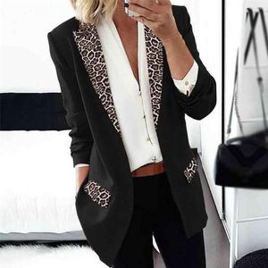 Abiti da donna Giacca da donna da ufficio Blazer formale con stampa leopardata Cappotto a maniche lunghe Giacca con risvolto per l'uso quotidiano