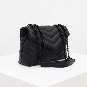 Nowa luksusowa torebka torba na ramię markę projektanta w kształcie litery Y skórzana sieć damska metalowa łańcuch czarny klapka torby łańcuchowe pudełko hurtowe