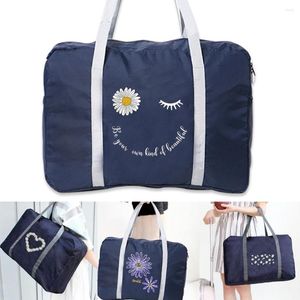 Duffel Bags 2023 Portable Travel Bag Women Luggage Business Trip Foldable Organizer Daisy Pattern Large Capacity Holiday Accessories