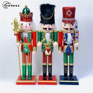 Decorative Objects Figurines 30CM Wooden Nutcracker Doll Soldier Miniature Figurines Vintage Handcraft Puppet Year Christmas Ornaments Home Decor 230209