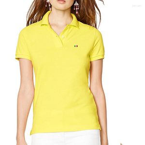 Damen Polos Damen Hochwertiges Sommer Einfarbig Kurzarm Poloshirt Baumwolle Lässiges Revers T-Shirt Mode Schlankes Weibliches Arbeitsoberteil