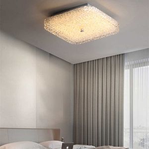 Ljus modern fyrkantig taklampa för vardagsrum sovrum toalett design enkel hem romantisk lägenhet rund glas kristall sand ljus 0209