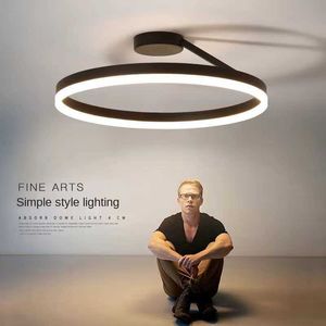 Taklampor modern rund ring ledande ljuskrona dimbar svart vit för sovrum loft bord matsal hängslampdekor lusters armaturer 0209