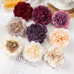 Decorative Flowers Wreaths 100PC Artificial Flowers Wholesale Home Decor Wedding Garden Rose Arch Silk Dahlias Fake Peony Christmas Garland Material 230210