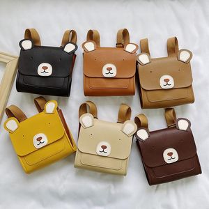 Wallets 2023 Brand Kids Cartoon Bear Backpack Lightweight Waterproof PU Leather School Bag For Girls
