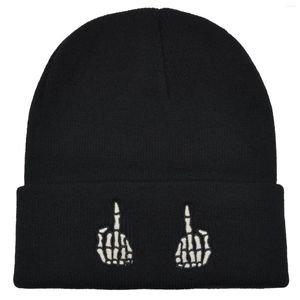 Berets Finger Beanie Hip Hop Stickerei Frauen Männer Winter Herbst Warm Kint Casual Skull Cap