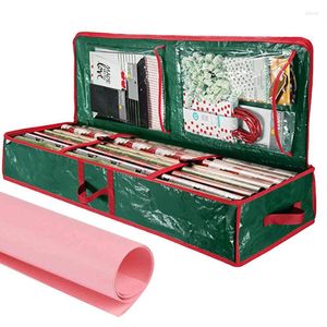 Förvaringspåsar jul inpackning papper hållbara containrar present wrap arrangör med fickor för bågar hängsmycken och etiketter