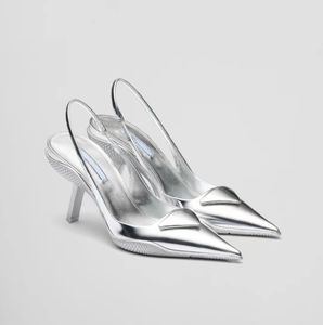 Scarpe formali con tacco alto scarpe da banchetto con strass di design scarpe eleganti da donna di lusso classica fibbia a triangolo fascia decorativa alla caviglia scarpe a spillo 9CM 35-42 con scatola