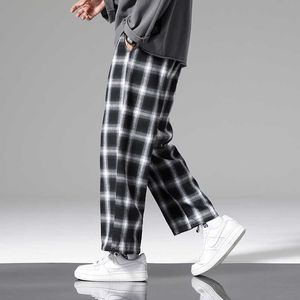 Calças masculinas Homens xadrez de verão Moda Loja Hip Hop Casual Troushers Coreano Harem Pant All-Match Risagers Starerwear Y2302