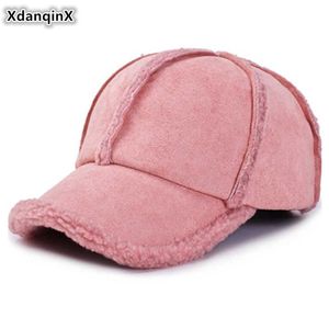 Ball Caps XdanqinX Winter Warm Women's Thick Baseball Caps Plush Cotton Thermal Sports Cap Adjustable Size Female Winter Hat Snapback Cap G230209