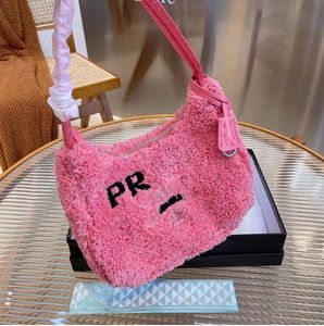 Elegante designer di lusso riedizione 2000 borsa a tracolla in pelliccia sintetica casual peluche borsa in puro colore moda inverno rosa soffice borsa