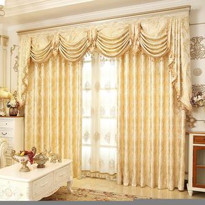 Curtain European Luxury Blackout Gold Windows Treatment Curtains For Living Room Bedroom Flower Tulle Valance