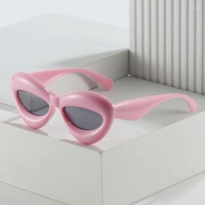 Óculos de sol em forma de coração olho de gato para mulheres personalidade moda vintage design condução rosa óculos de sol retrô senhoras Y2K