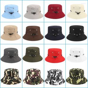 Boinas 1pcs chapéus de caçamba gaios homens para acessórios Summer SWA Hip Hop Fisherman Camouflage Color/Solid Color