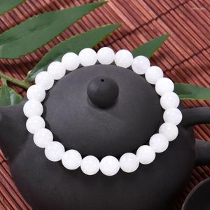 Pulseiras de charme pulseira de moda de 8 mm de miçangas brancas de cristal chakra cura equilíbrio reiki buda oração yoga