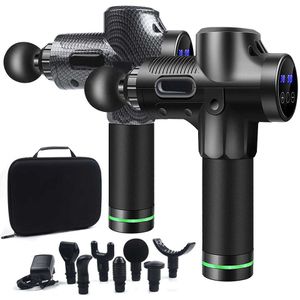7 huvuden LCD Touch 30 Speed ​​High Frequency Muscle Relax Body Relaxation Electric Fascial Gun Massager Pistolet 0209