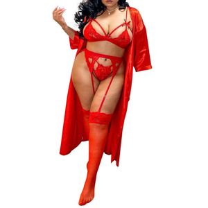 Nxy Sexy Set Plus Size Feminino Conjunto de Lingerie Meia Copa de Renda Sutiã Calcinha Ligas 3 Pçs 5xl Roupa íntima Tamanho Grande Lenceria Erotic 1130