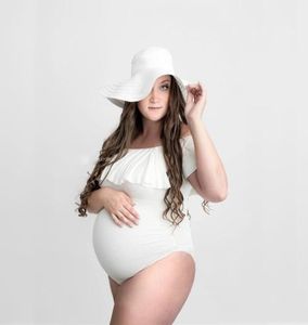 White Ruffles Maternity Pography Bodysuits Cotton Fitting Maternity Po Shoot Jumpsuits Maternity Underwear Clothes3640464