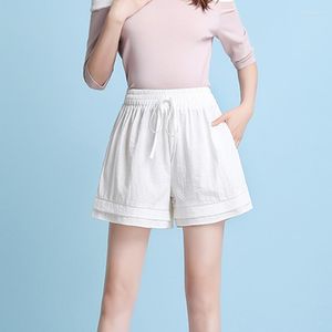 Pantalones cortos de mujer oumengka suelto algodón suave spandex negro casual 2023 bolsillos para mujeres de verano
