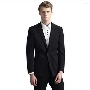 Abiti da uomo Uomini d'affari Smoking da sposa Groomsman Sposo Abito da ballo Abito due pezzi Nero (Pantaloni giacca)