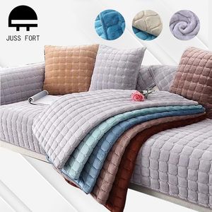 Stol täcker fast färg non slip soffa täcker tjock mjuk plysch kudde handduk för vardagsrumsmöbler dekor slipcovers soffa 230209