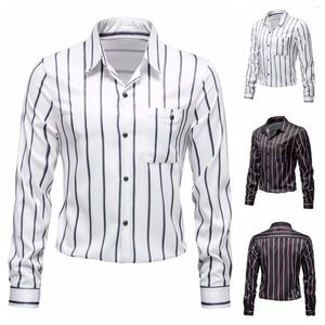 Herren -Casual -Shirts Herbst Herbst/Winterkleid 2023 Lampe Slim Fit Polyester Baumwoll -Tanzparty -Hemd für männliche Langhülle gestreifte Shirs