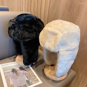 Berets Women's Winter Thickened Keep Warm Beanie Russian Caps Fur Fashion Ushanka Earflap Pilot Hat Trend Bomber Adjustable