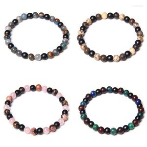 Strand pärlstav strängar mode 6mm natursten armband färgglada turkoiser lapis lazuli elastiska armband energyoga för kvinnor män inte22