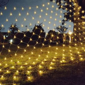 200 LED-Netz-Mesh-Lichterketten mit 8 Modi, 3 m x 2 m, dunkelgrünes Kabel, Feen-Eiszapfen für Zaun/Garten/Hochzeitsfeier, Crestech168