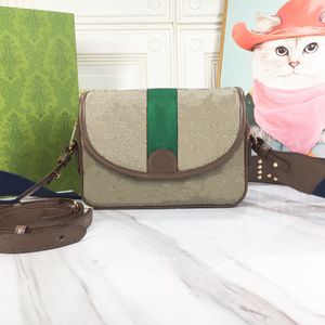 Ophidia Mini Bolsa de Ombro Duplo G com Capa de Lona Listrada Rebites Pregados Alça Bolsas Femininas de Designer